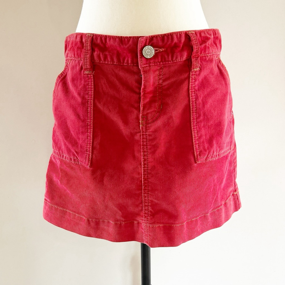 Gap Red Corduroy Mini Skirt Size 4 Cotton-Blend Summer Spring Casual Skater